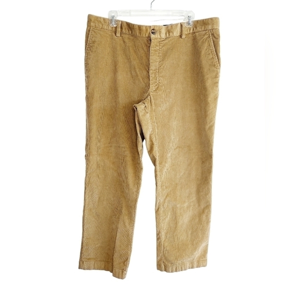 LL Bean Men’s Corduroy Pants 38 x 29 Classic Fit Khaki Wide Wale Flat Front EUC - Picture 2 of 11